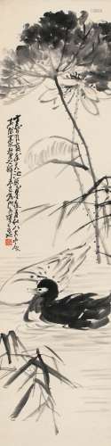 姚燮（1805～1864） 荷芦双鹜图 立轴 水墨纸本