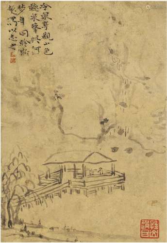 黄易（1744～1802） 溪亭观景图 镜片 水墨纸本