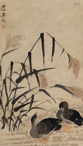边寿民（1684～1752） 芦雁图 立轴 设色纸本