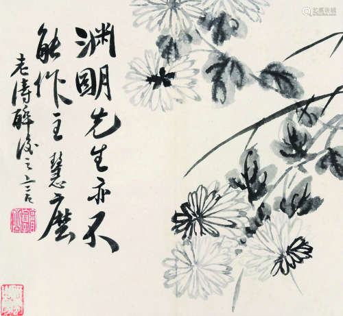 石涛（1642～1708） 墨菊 立轴 纸本