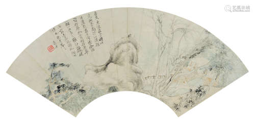 恽寿平（1633～1690） 山水扇页 镜片 纸本