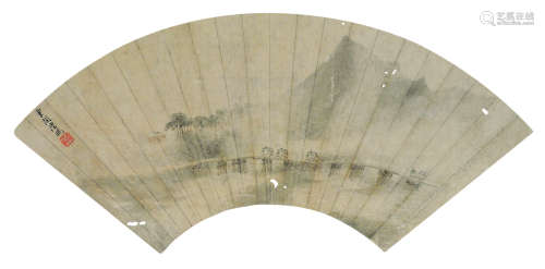 陆日为（?～1716） 山水扇页 镜片 纸本