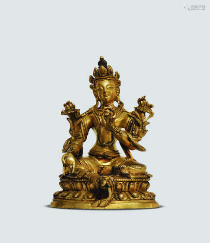 清 鎏金铜渡母佛像