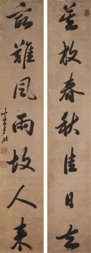 梁巘（1710～1788） 书法对联 屏轴 纸本