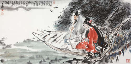 王涛（b.1943） 2005年作 小红低唱我吹箫 镜片 设色纸本