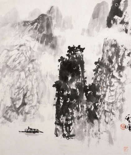 孙其峰（b.1920） 峡江行舟 立轴 水墨纸本