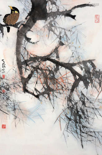 韩天衡（b.1940） 明月松间照 立轴 设色纸本