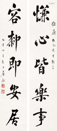 唐驼（1871～1938） 1925年作 书法对联 立轴 水墨纸本