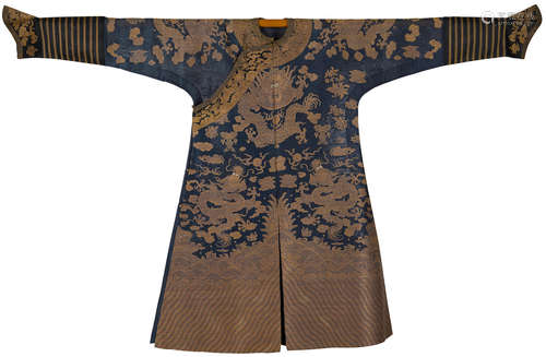 Late Qing dynasty A BLUE GAUZE 'DRAGON' ROBE