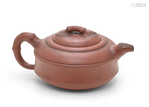 Late Qing dynasty A YIXING 'BAMBOO' TEAPOT AND COVER
