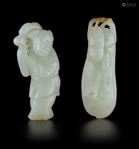 Qing dynasty TWO WHITE JADE CARVINGS