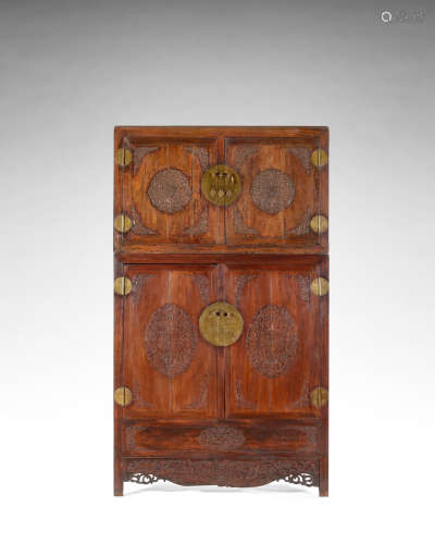 18th century A massive huanghuali compound cabinet, dingxianggui