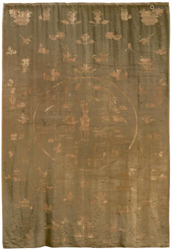 Late Qing dyansty A massive embroidered silk wall hanging
