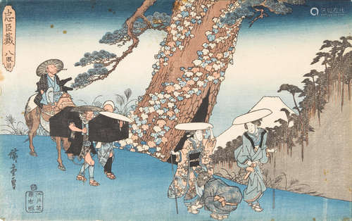 Edo period (1615-1868), late 19th century Utagawa Hiroshige I (1797-1858), Utagawa Kuniyoshi (1797-1861) and Utagawa Kuniteru II (Kunitsuna II) (1830-1874)