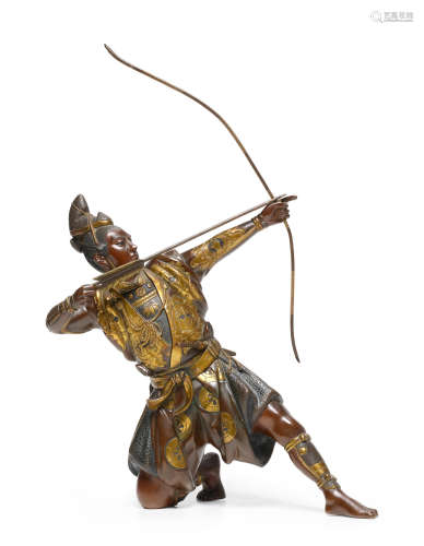 Meiji era (1868-1912) A Gilt-bronze figure of an archer