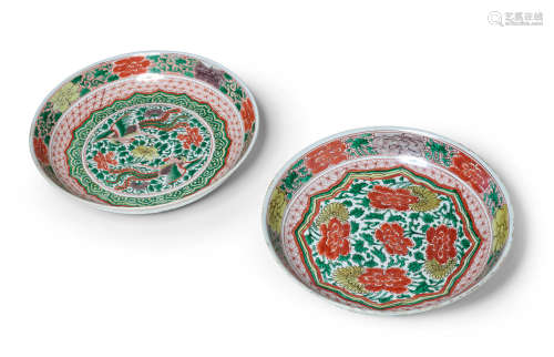18th century TWO FAMILLE-VERTE DEEP DISHES