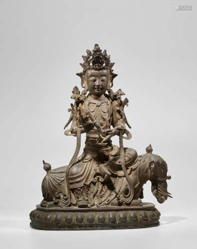Ming dynasty, dated Tianqi fourth year corresponding to 1624 A bronze figure of Samantabhadra