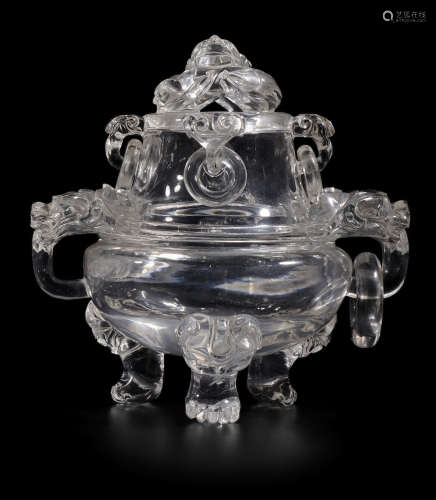Early 20th century A ROCK CRYSTAL CENSER AND COVER