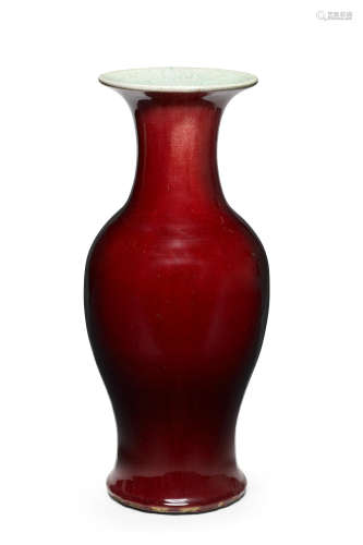 Late Qing dynasty A red flambé-glazed baluster vase