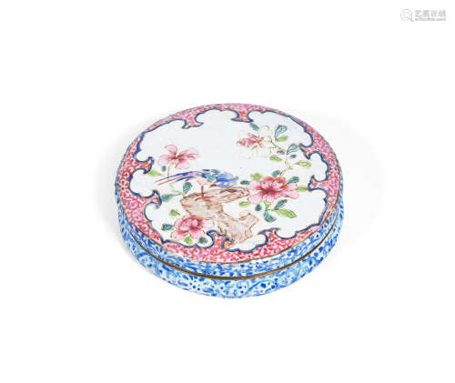 18th/19th century A small painted enamel box and cover
