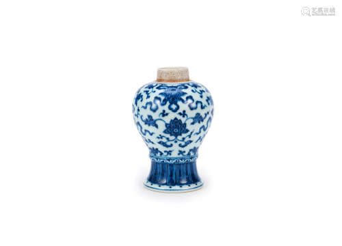 Qianlong A small blue and white 'Buddhist Emblems' baluster vase