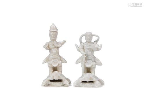 17th century  A rare pair of blanc-de-chine figures of Daoist deities