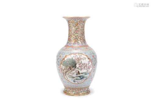 Qianlong four-character mark, Republic Period A famille rose 'mille-fleurs' vase