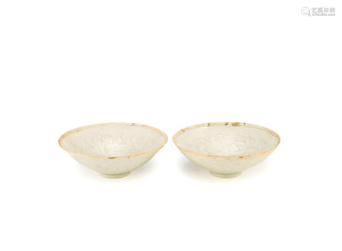 Song Dynasty Two Qingbai carved bowls