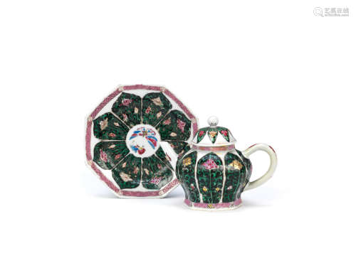 Yongzheng A famille rose tea pot, cover and stand