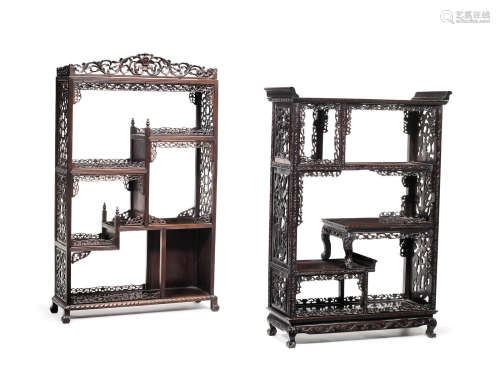 19th century Two hongmu carved cabinets