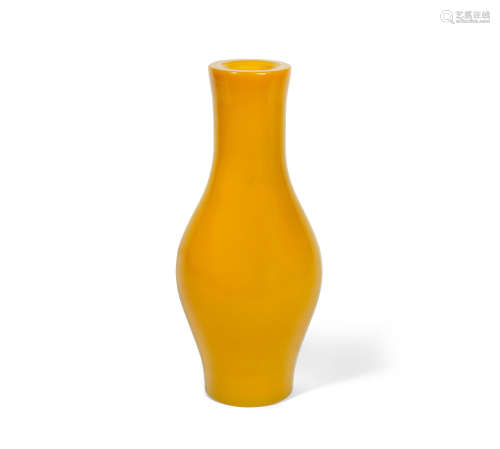 19th century  A yellow opaque glass baluster vase