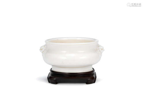 Chenghua six-character mark, 18th/19th century A blanc-de-chine incense burner