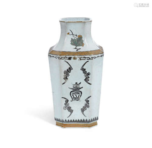 Qianlong seal mark and of the period, the enamels later A Ru-type octagonal vase