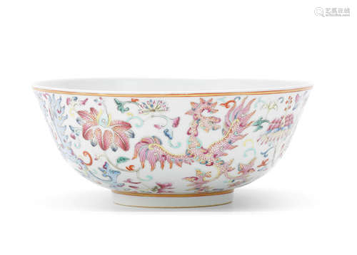Guangxu six-character mark and probably of the period A famille rose 'phoenix' bowl
