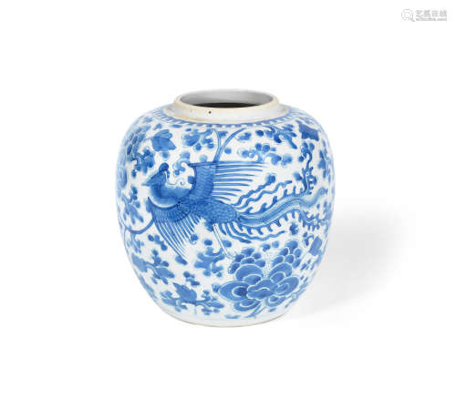 Kangxi A blue and white oviform jar