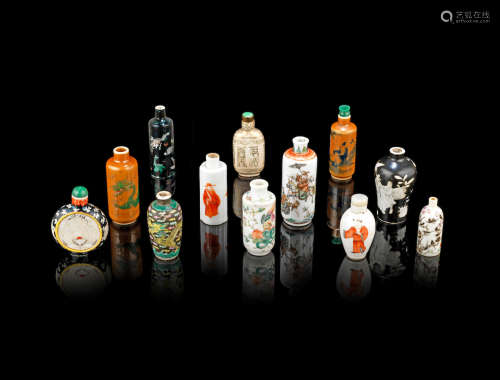 19th and 20th century A group of porcelain snuff bottles