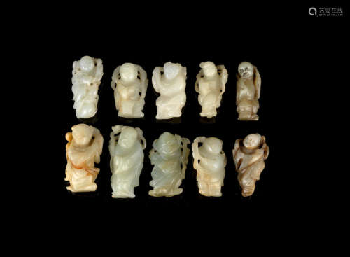 17th to 19th century A group of jade figures of boys