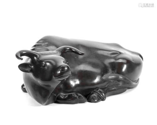 19th century A bronze model of a water buffalo