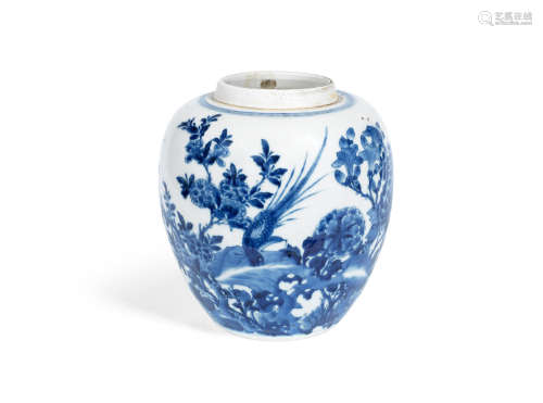 Kangxi A blue and white oviform jar