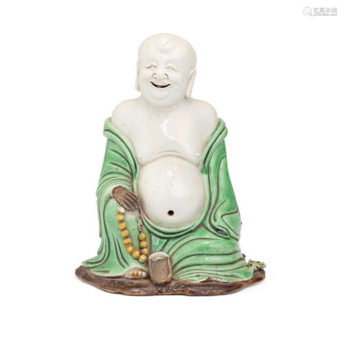 Kangxi A famille verte biscuit figure of Budai