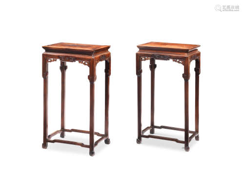 Late Qing Dynasty A pair of huanghuali stands
