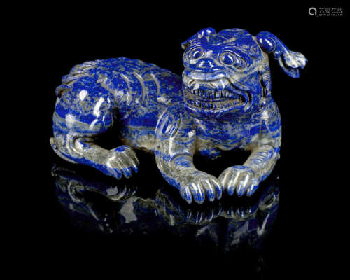 A lapis lazuli carving of a mythical beast