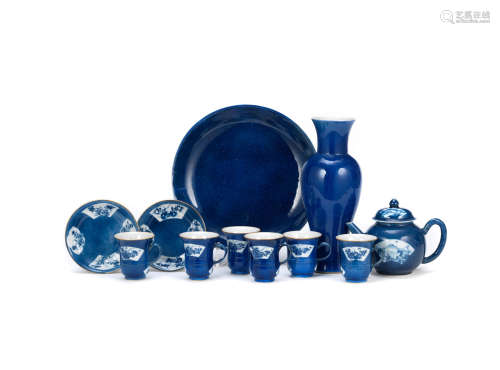 Kangxi A group of powder-blue glazed wares