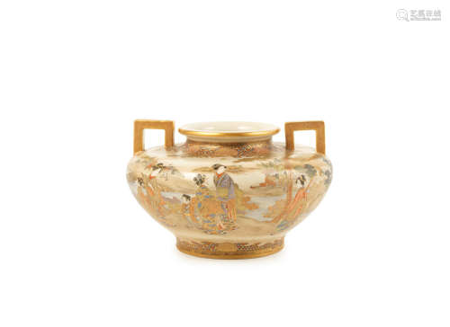 By Kinkozan, Meiji Period A Satsuma compressed-form vase