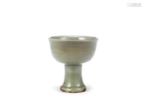 Ming Dynasty A small Longquan celadon-glazed stem cup