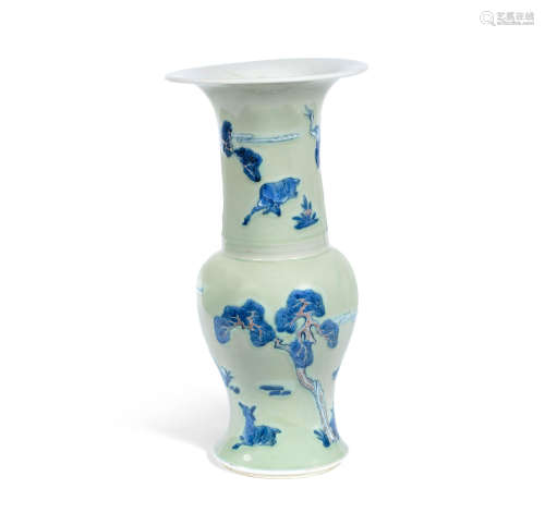 Kangxi An underglaze blue, copper red and celadon 'yenyen' vase