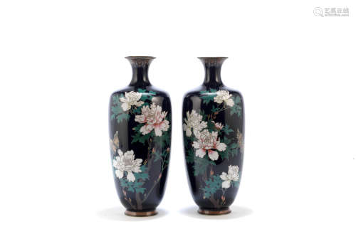 Meiji Period A pair of Japanese cloisonné enamel baluster vases