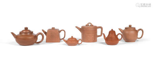 Qing Dynasty and later A group of six Yixing stoneware teapots and covers