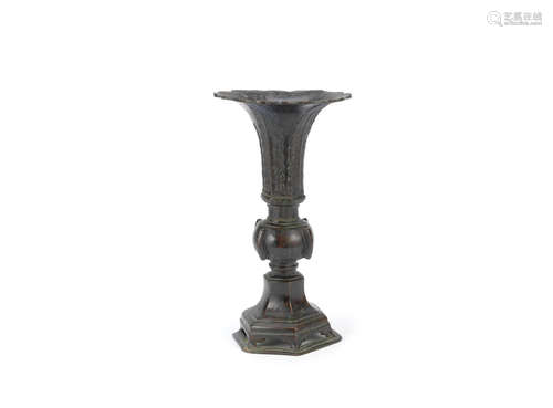 Yuan/early Ming Dynasty A bronze beaker vase, gu