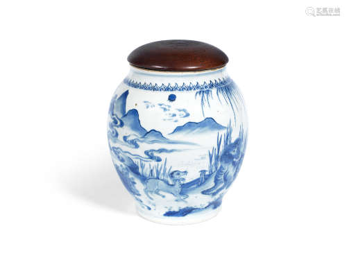 Chongzhen, circa 1640 A blue and white blue ovoid jar